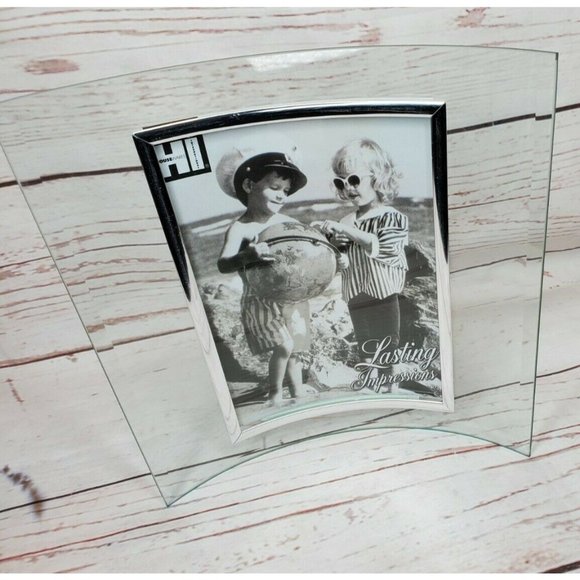 Lasting Impressions Glass Curve Picture Frame Free Standing Home Décor - Picture 1 of 9